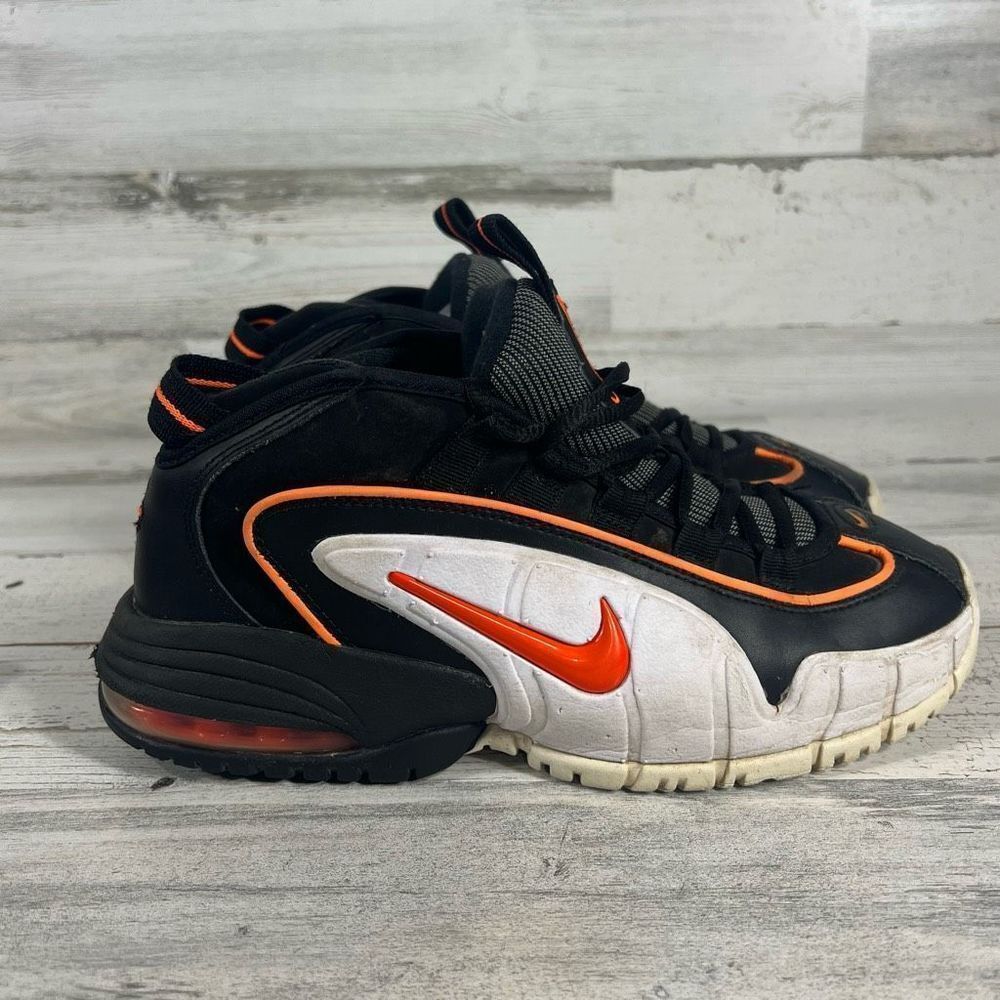 Nike Air Max Kids Penny Black Sneakers Lace Up Black Orange‎ 7Y